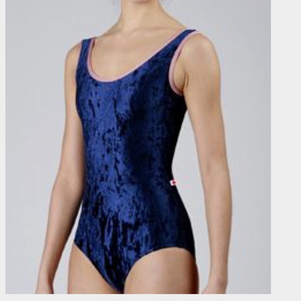 Dark Blue Velvet Bodysuit Leotard Body suit